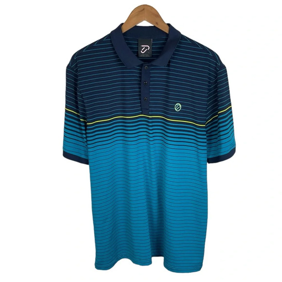 PO280 IJP Ian Poulter Striped Performance Stretch Golf Polo Shirt XL - Picture 1 of 4